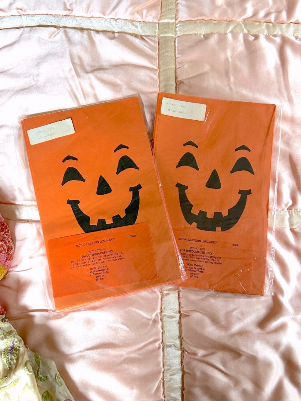 Vintage 90s Jack-O-Lantern Paper Luminario Bags, 2 Sealed Sets, Party Favor Bag